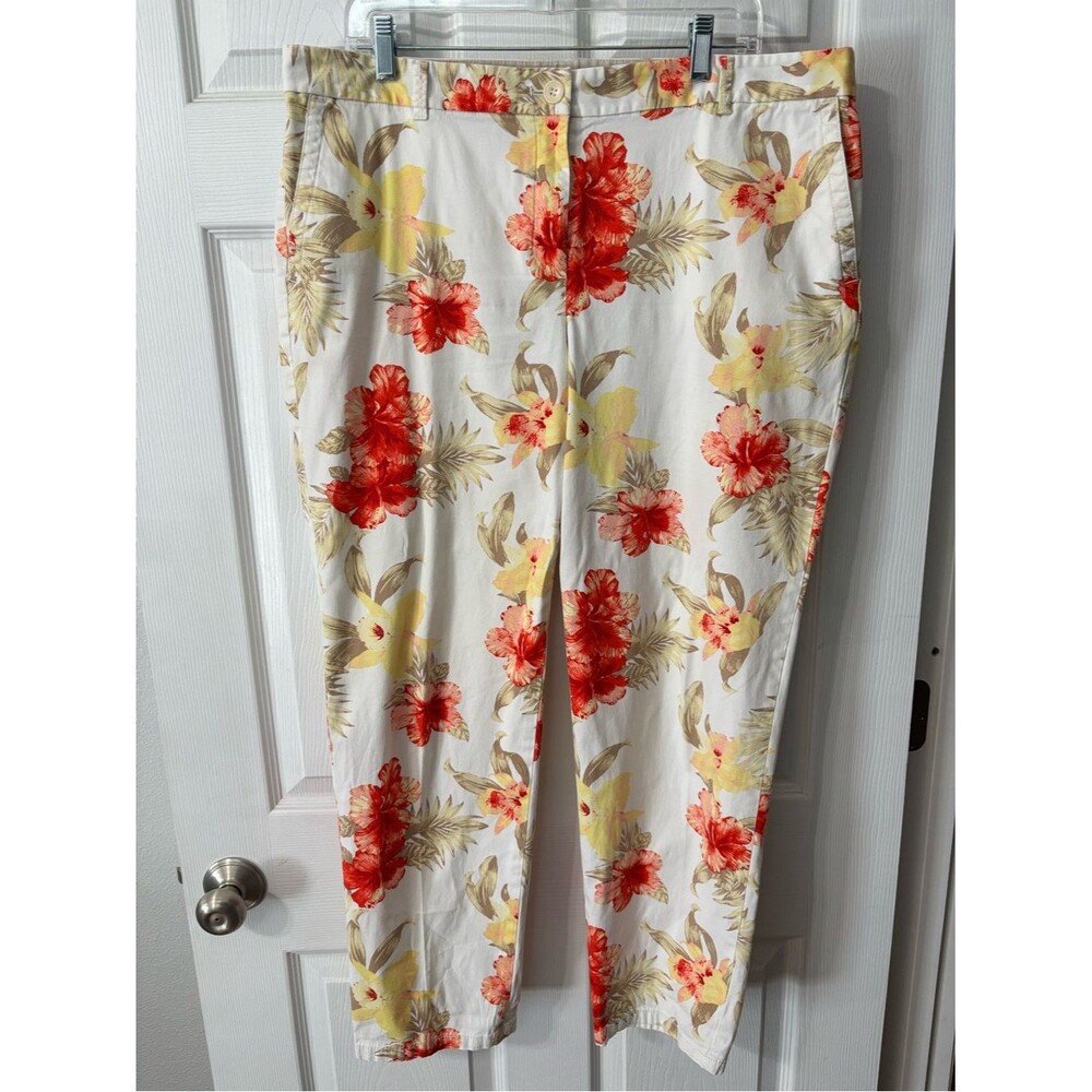 Talbots Weekend Chino Women Size 16 Floral Colorful Bloomcore Traditional Picnic